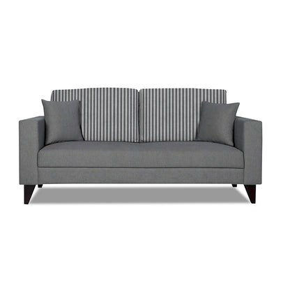 Adorn India Hector Stripes 3 Seater Sofa (Grey) Martin Plus (3 Year Warranty)