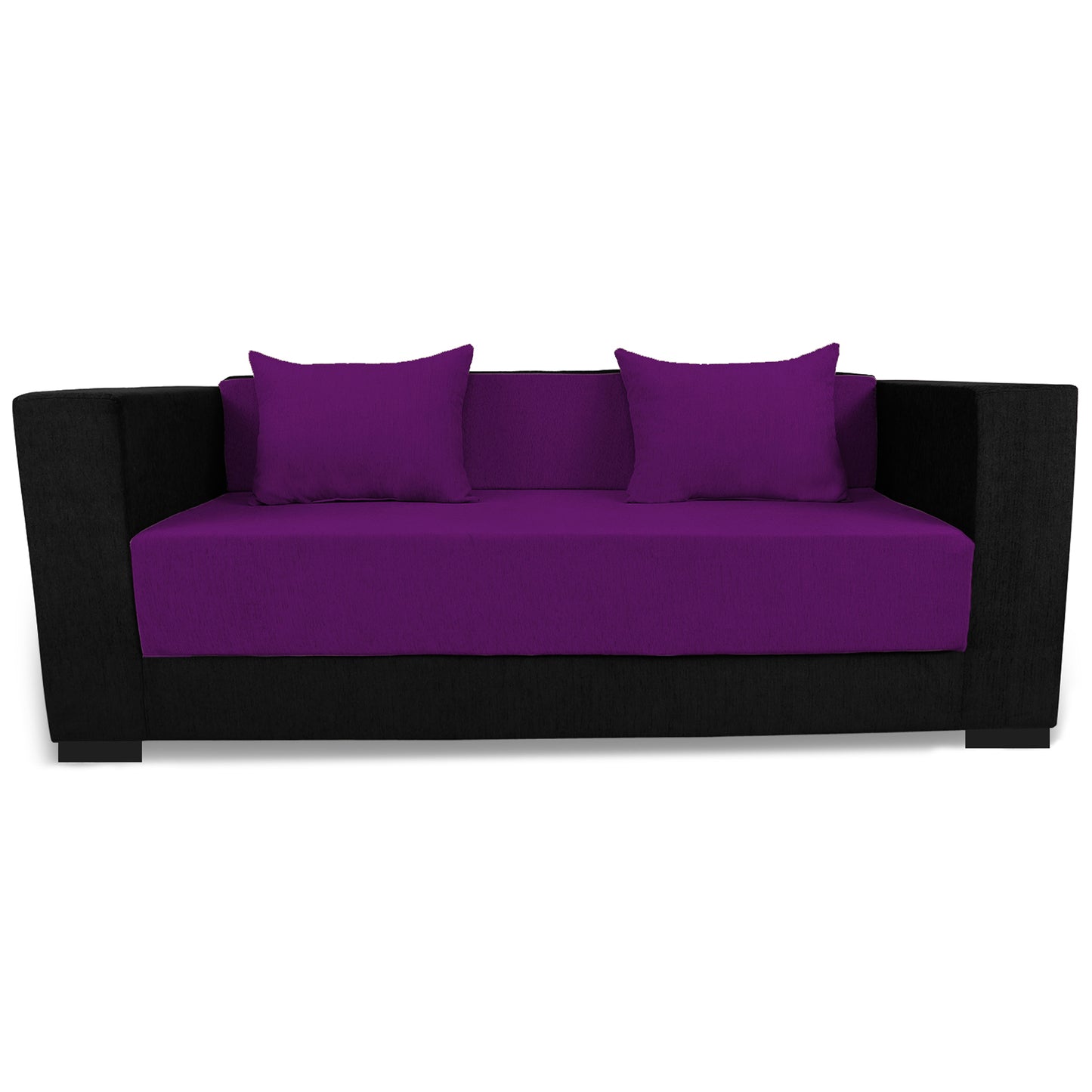 Adorn India Almond 3 Seater Sofa cumbed(Dark Purple & Black)