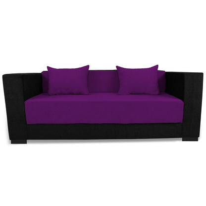 Adorn India Almond 3 Seater Sofa cumbed(Dark Purple & Black)