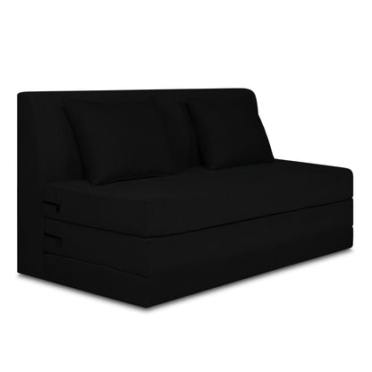 Adorn India Easy Highback Three Seater Sofa Cum Bed Decent 5' x 6' (Black) (1 Year Warranty)
