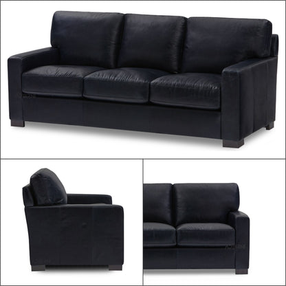 Adorn India Exclusive Rosina Leatherette Three Seater Sofa (Black)