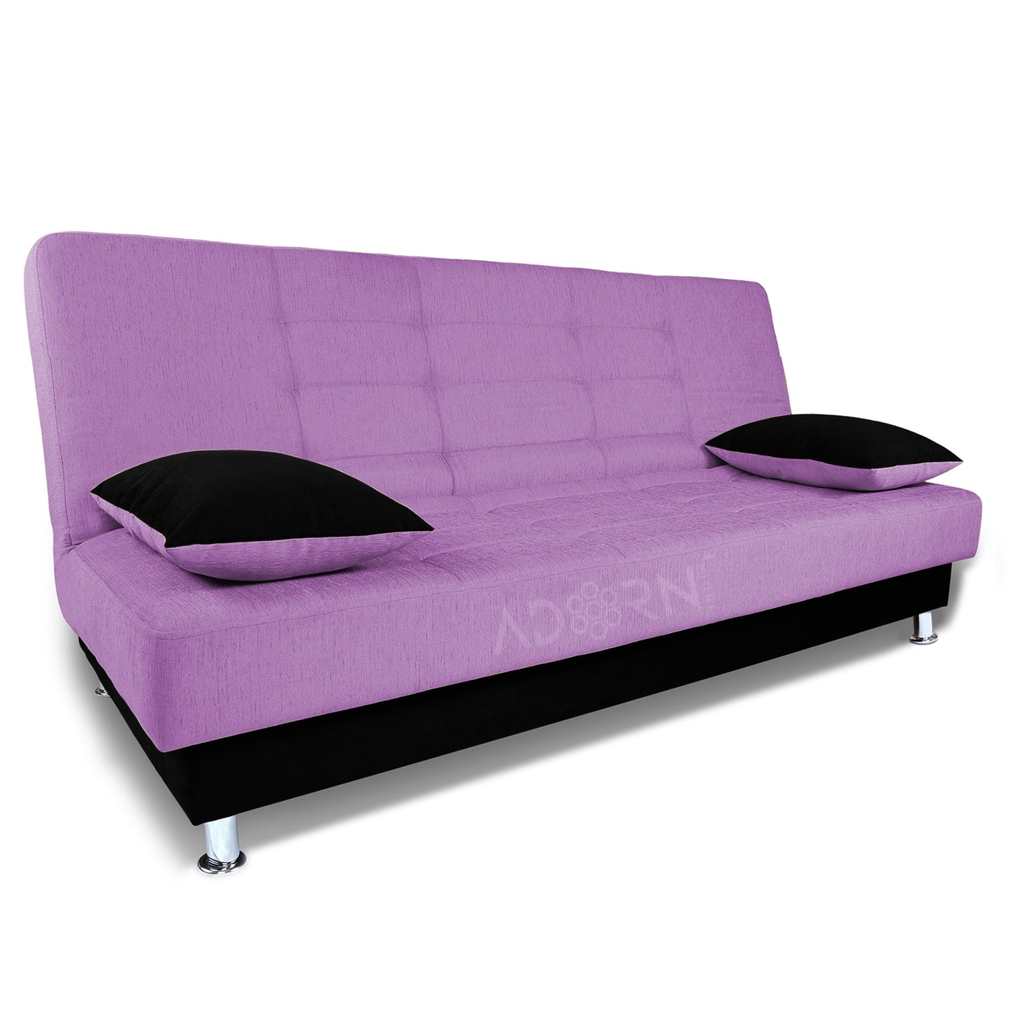 Adorn India Alyssum 3 Seater Sofa Cum Bed (Light Purple & Black)