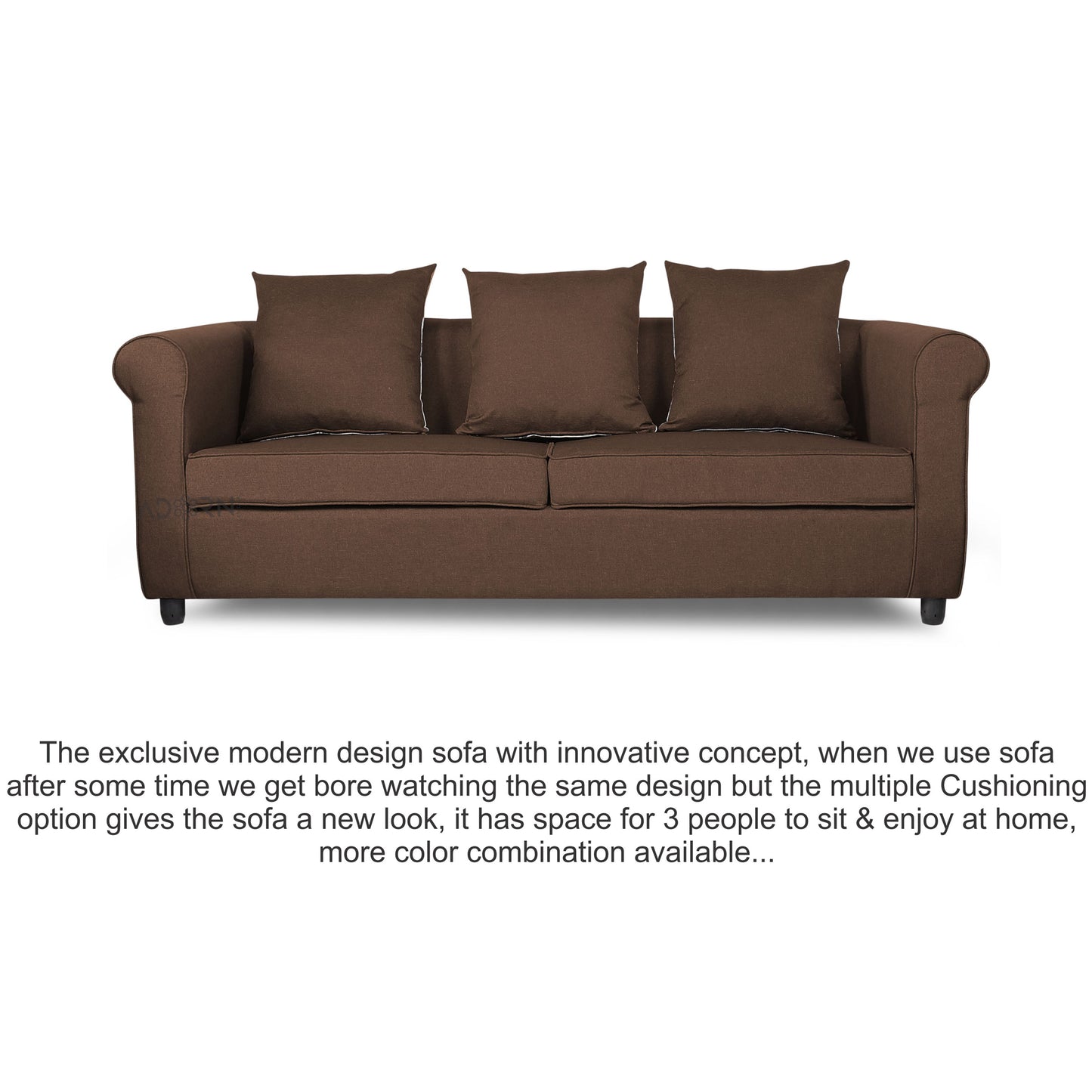 Adorn India Magnum 3 Seater Sofa (Brown)