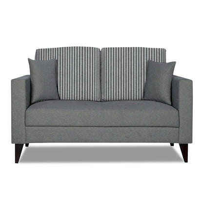 Adorn India Hector Stripes 2 Seater Sofa (Grey) Martin Plus (3 Year Warranty)