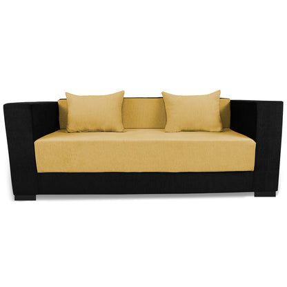 Adorn India Almond 3 Seater Sofa cumbed (Yellow & Black)