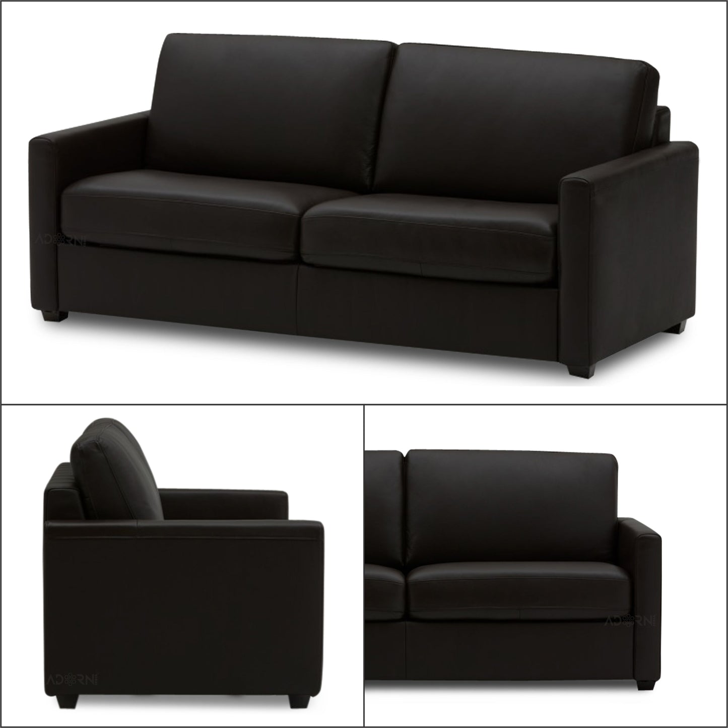 Adorn India Exclusive Flavio Leatherette 3+2 Sofa Set (Black)