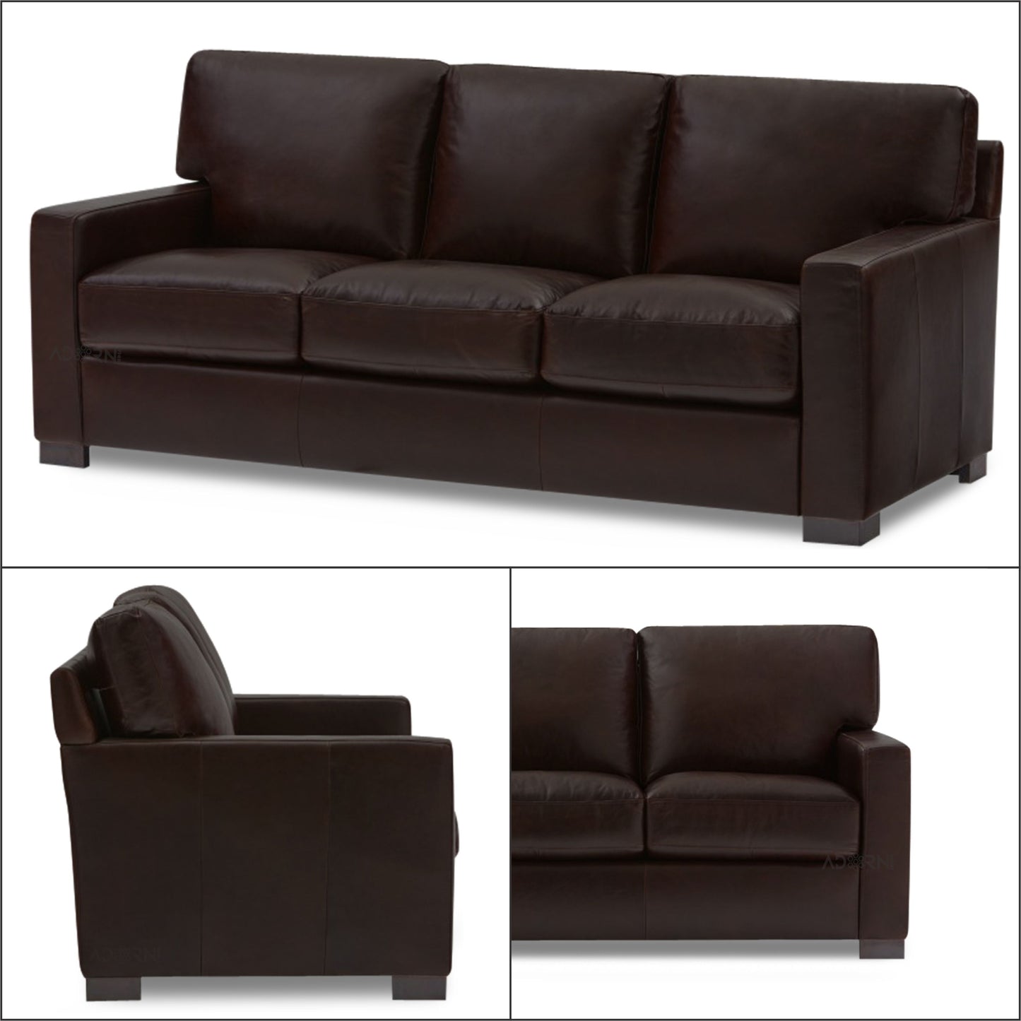 Adorn India Exclusive Rosina Leatherette 3-1-1 Sofa Set (Dark Brown)