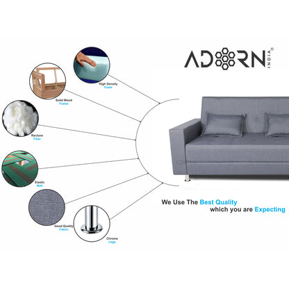Adorn India Flora Sofa Cum bed (Dark Grey)