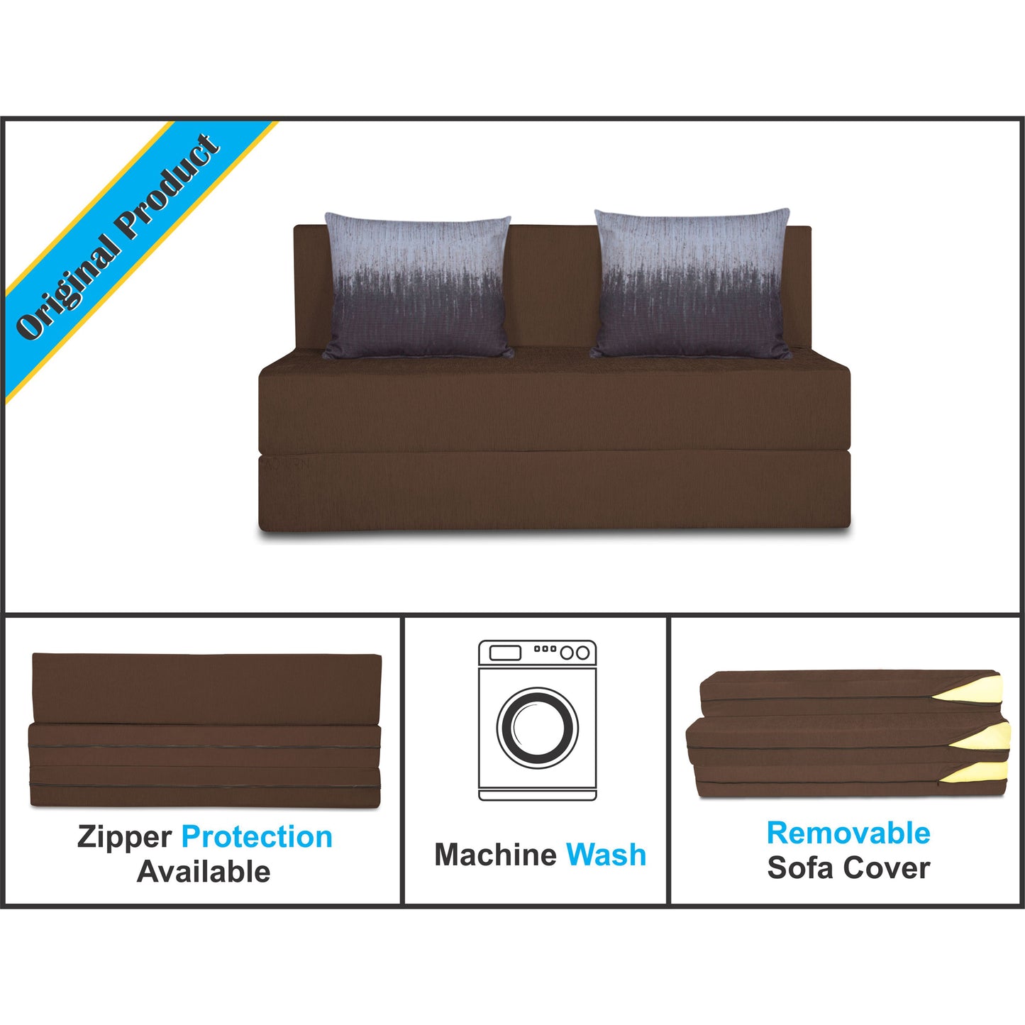 Adorn India Easy Two Seater Sofa Cum Bed Wave '4 x 6' (Brown)