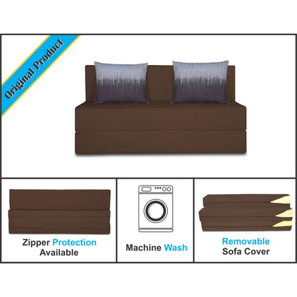 Adorn India Easy Two Seater Sofa Cum Bed Wave '4 x 6' (Brown)