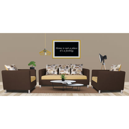 Adorn India 2 Tone Alita Compact 3-1-1 Sofa Set (Brown and Beige), Wood, Foam