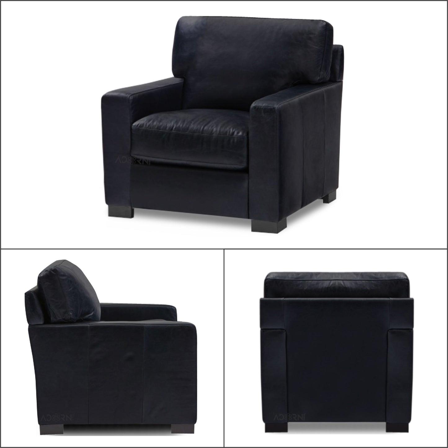Adorn India Exclusive Rosina Leatherette 3-1-1 Sofa Set (Black)