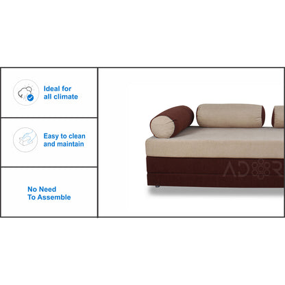 Adorn India Easy Fabric Deewan Cum Bed (Brown and Beige)