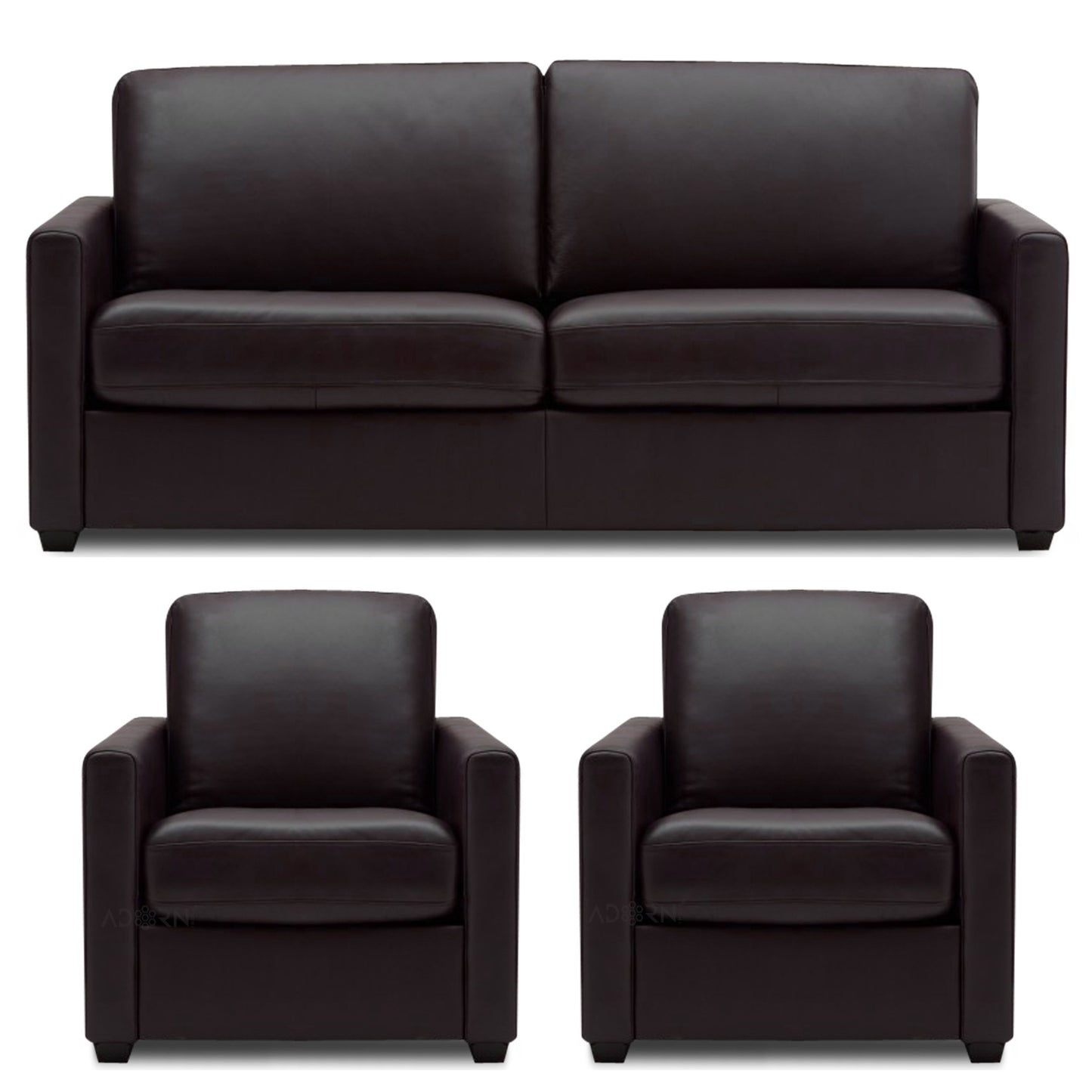 Adorn India Exclusive Flavio Leatherette 3-1-1 Sofa Set (Brown)