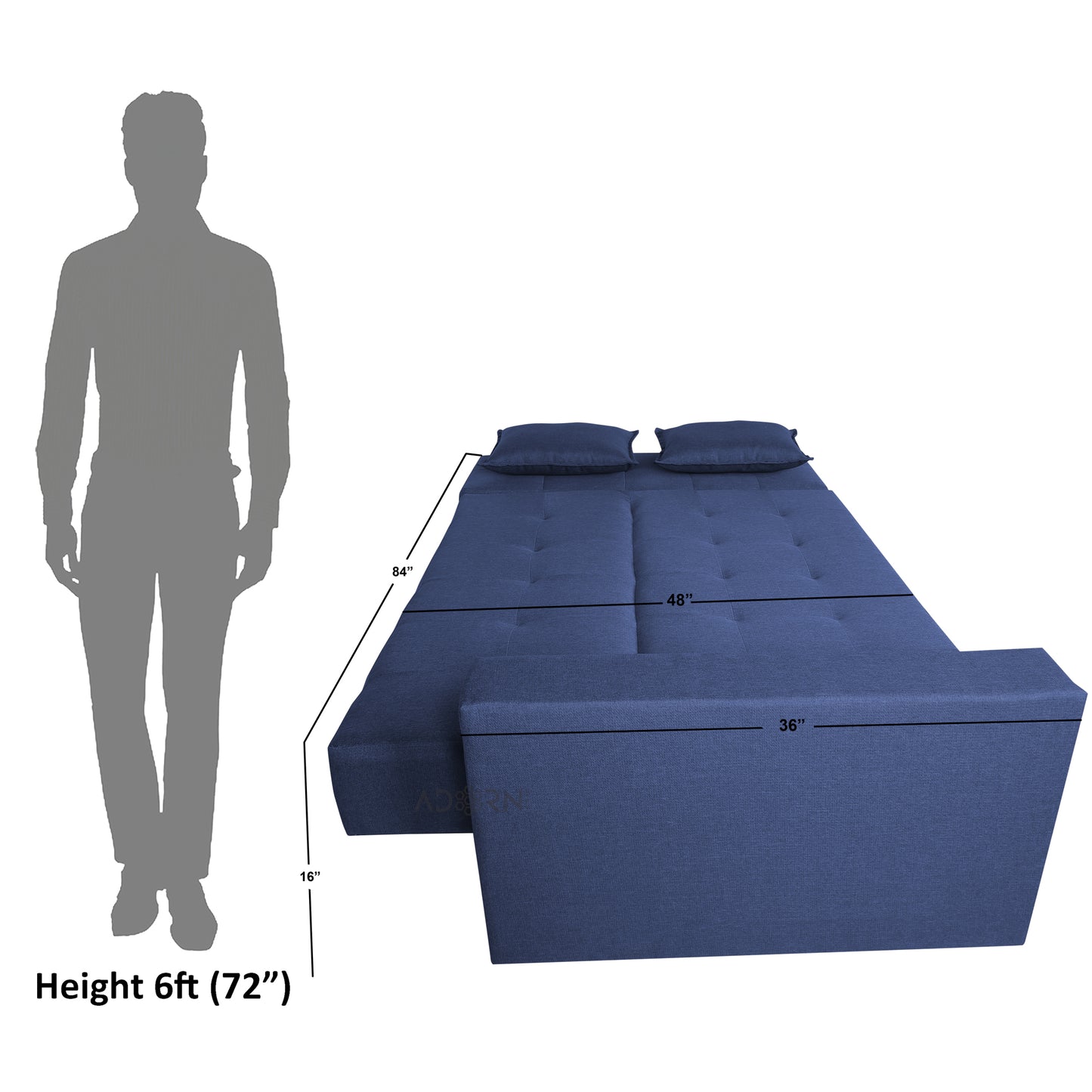 Adorn India Flora Sofa Cum bed (Blue)