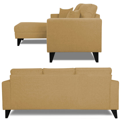 Adorn India Martin L Shape 4 Seater Sofa Set Plain (Left Hand Side (Beige) (3 Year Warranty)