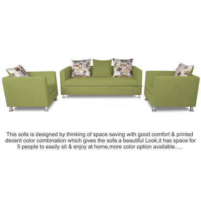 Adorn India Alita 3-1-1 Compact 5 Seater Sofa Set (Green), Wood, Foam