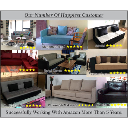 Adorn India Polar Black Metal Three Seater Sofa Cum Bed with Storage (6 x 5) (Brown)