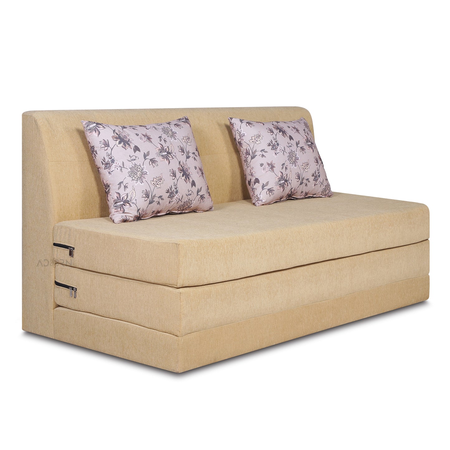 Adorn India Easy Highback Two Seater Sofa Cum Bed Floral 4' x 6' (Beige) (1 Year Warranty)