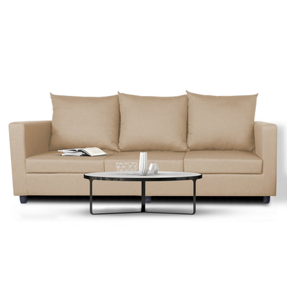 Adorn India New Straight Line Three Seater Sofa(Beige)