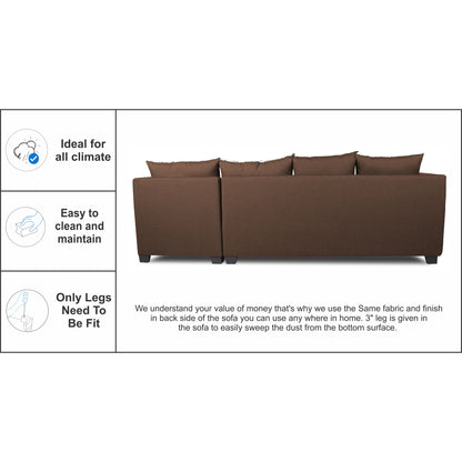 Adorn India Mclain L Shape 6 Seater Sofa (Brown)