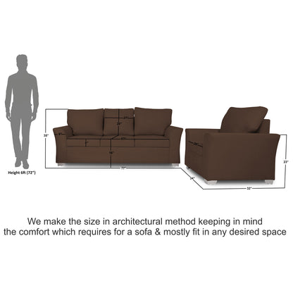 Adorn India Alexia Five Seater Sofa Set 3-1-1 (Brown)