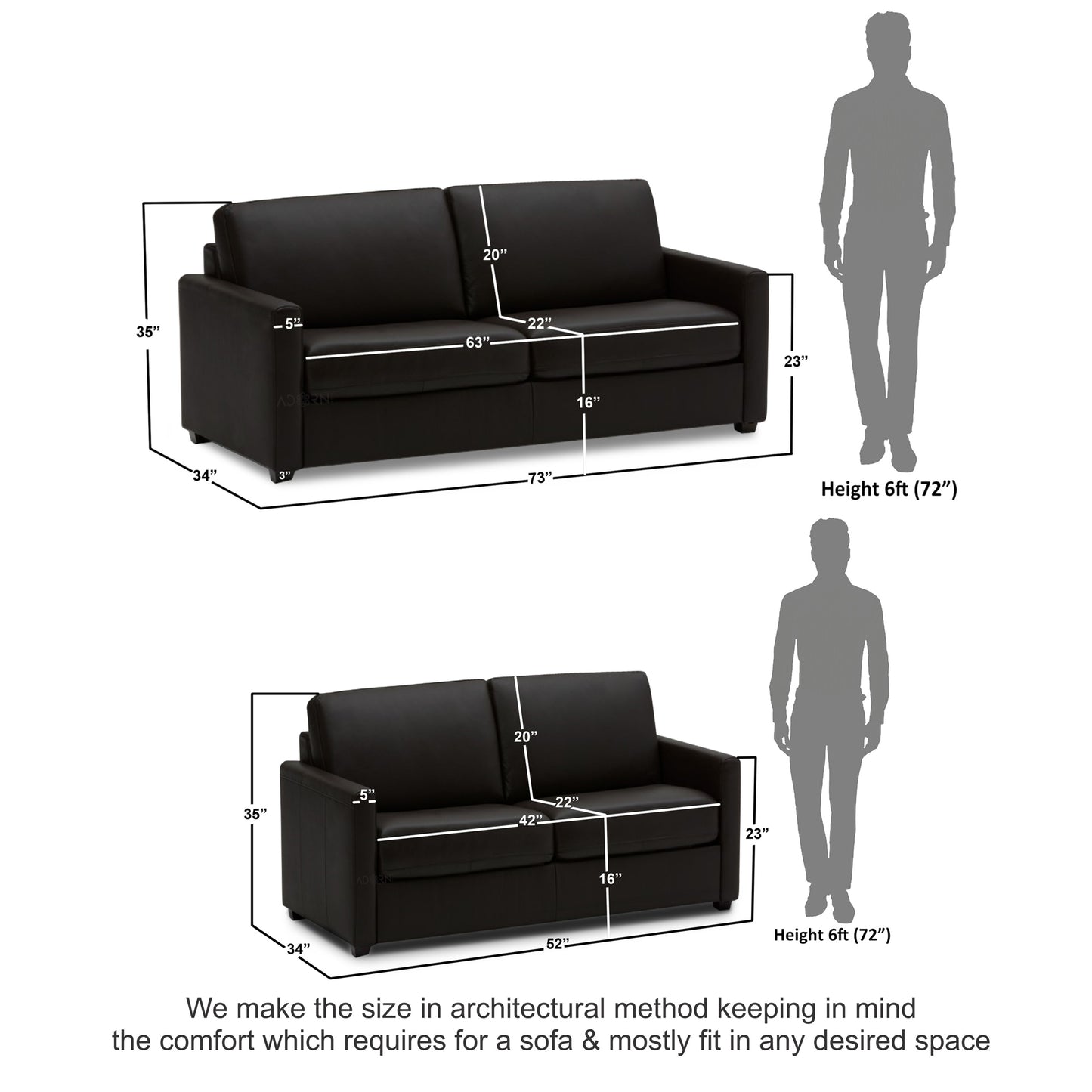 Adorn India Exclusive Flavio Leatherette 3+2 Sofa Set (Black)