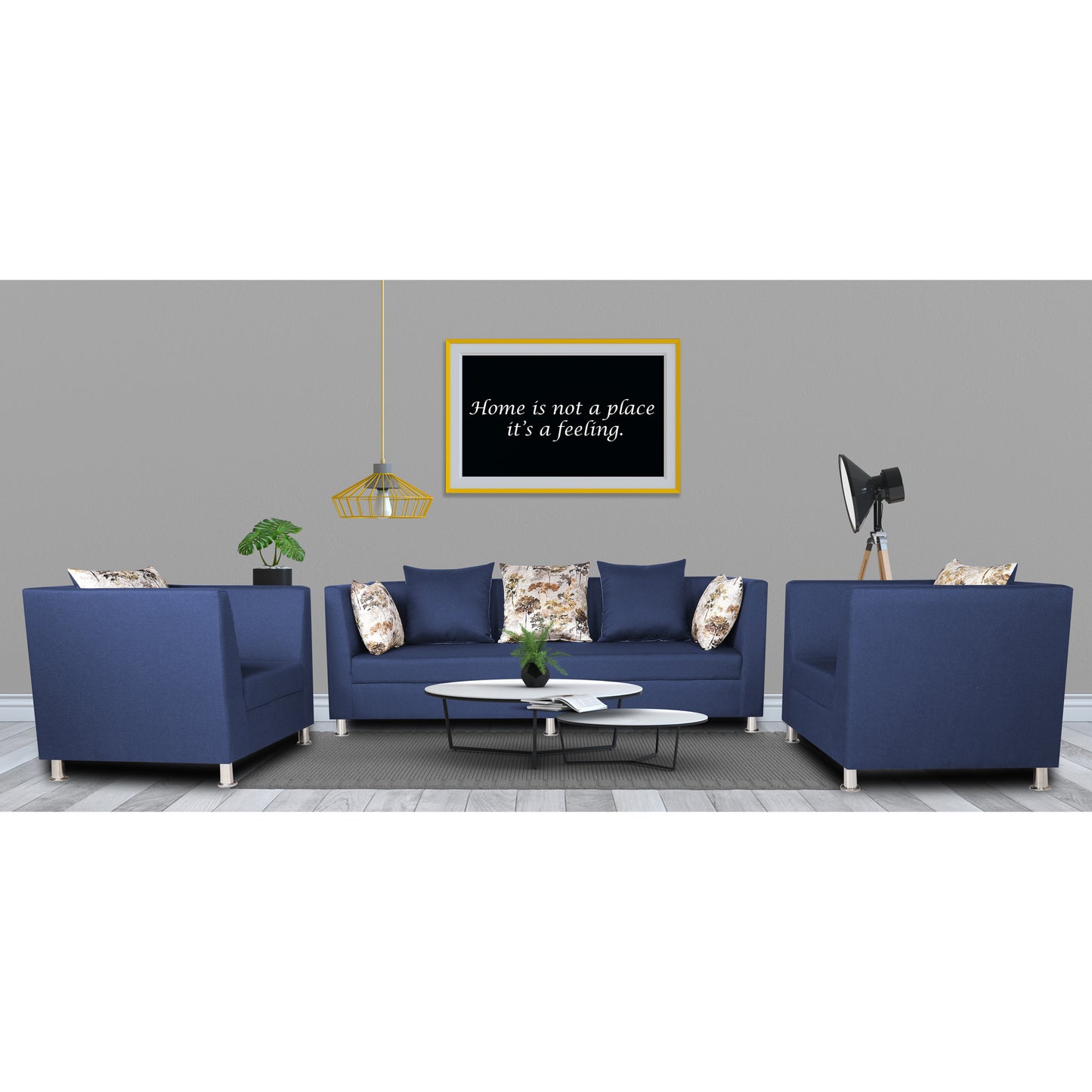Adorn India Alica 3-1-1 5 Seater Sofa Set(Blue)