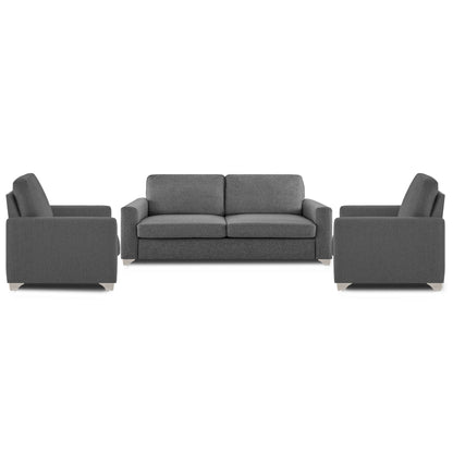 Adorn India Straight Line Five Seater Sofa Set 3-1-1 (Grey)