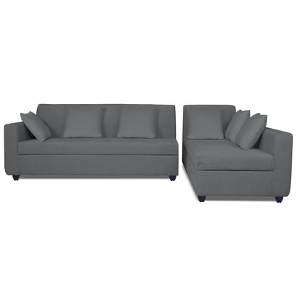 Adorn India Rio Decent L Shape Right Side Handle 6 Seater Corner Sofa Set (Grey) (3 Year Warranty)