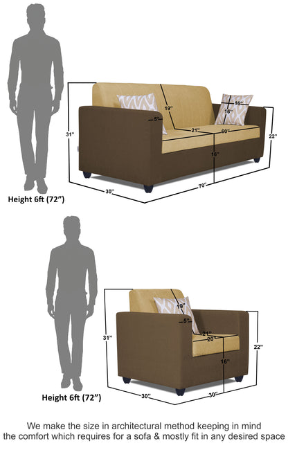 Adorn India Rio Highback 3+1+1 5 Seater Sofa Set (Brown & Beige) (3 Year Warranty)