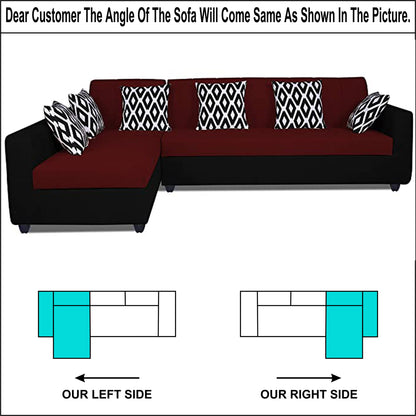 Adorn India Rio High Back L Shape 6 Seater Sofa Set (Left Side Handle)(Maroon & Black)