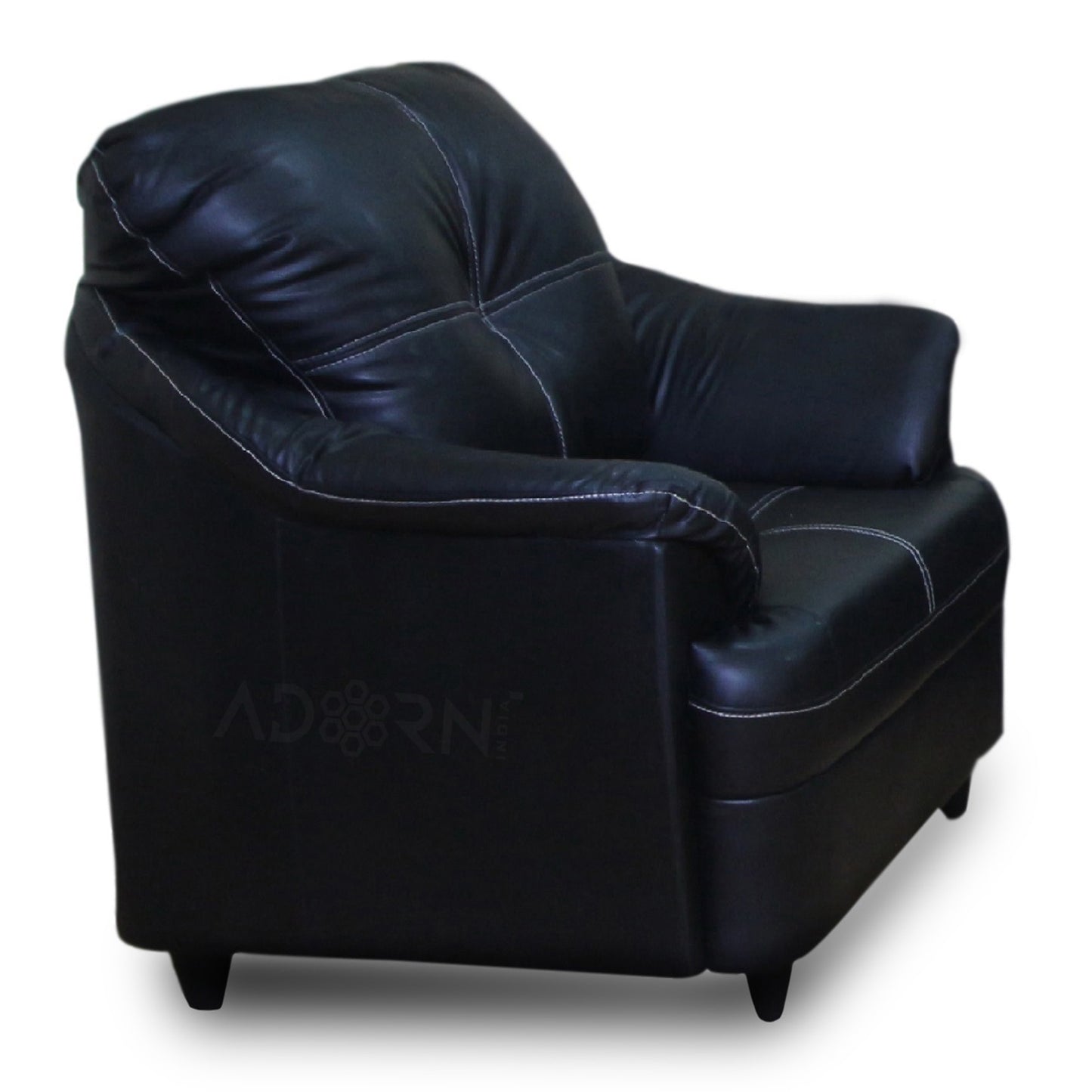 Adorn India Webster Leatherette Five Seater Sofa Set 3-1-1 (Black)