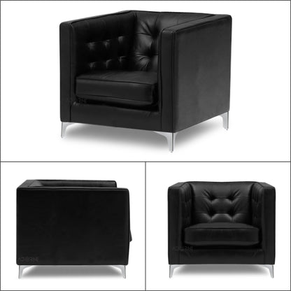 Adorn India Cosmos Leatherette 3-1-1 Sofa Set (Black)