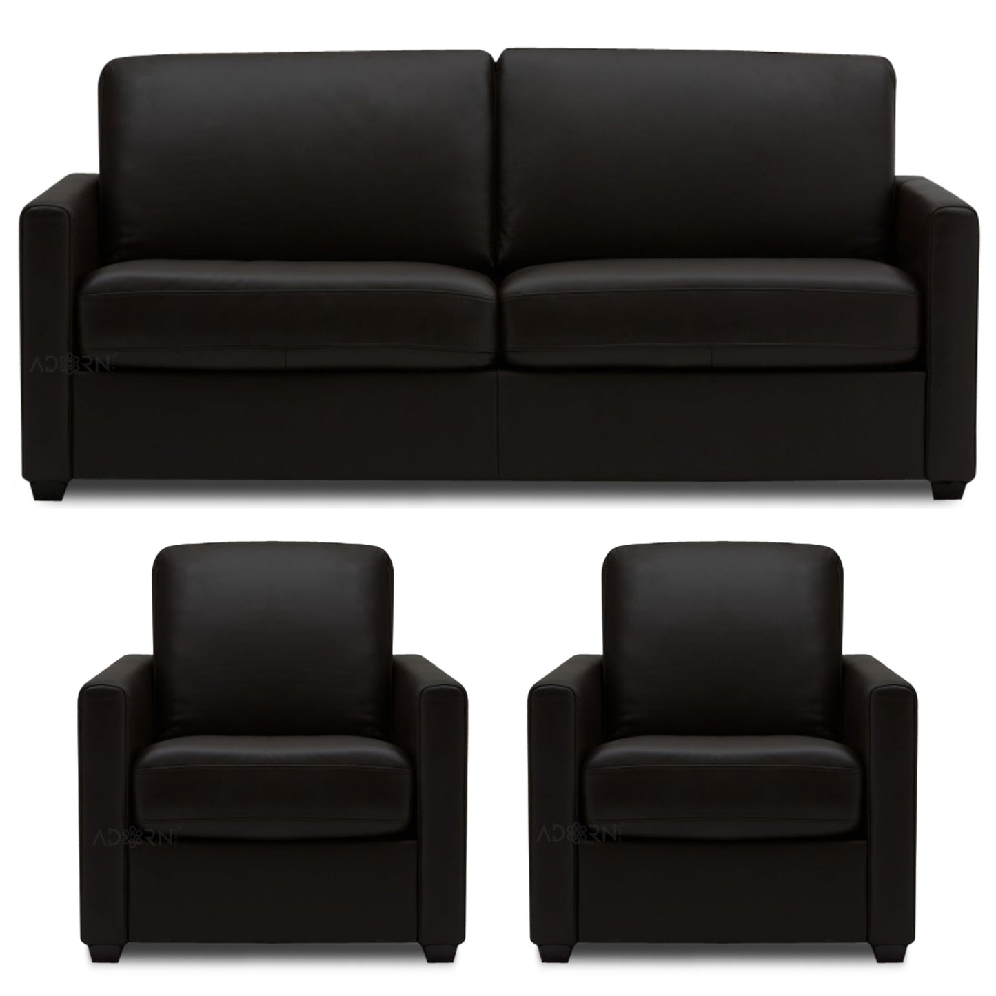 Adorn India Exclusive Flavio Leatherette 3-1-1 Sofa Set (Black)