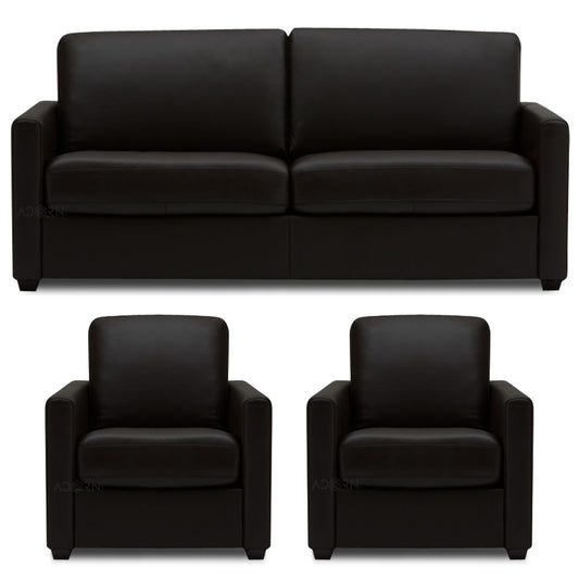 Adorn India Exclusive Flavio Leatherette 3-1-1 Sofa Set (Black)