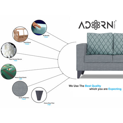 Adorn India Straight line Plus Blossom 2 Seater Sofa (Grey) (3 Year Warranty)