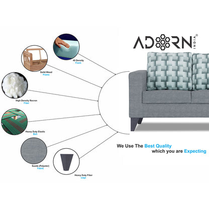 Adorn India Straight line Plus Bricks 3+2+1 6 Seater Sofa Set (Grey) (3 Year Warranty)