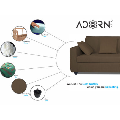 Adorn India Rio Decent L Shape 6 Seater Corner Sofa Set Right Side Handle (Brown) (3 Year Warranty)