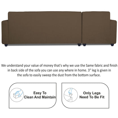 Adorn India Rio Decent L Shape 6 Seater Corner Sofa Set Left Side Handle (Brown) (3 Year Warranty)