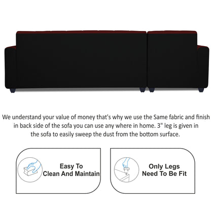 Adorn India Rio High Back L Shape 6 Seater Sofa Set (Left Side Handle)(Maroon & Black)
