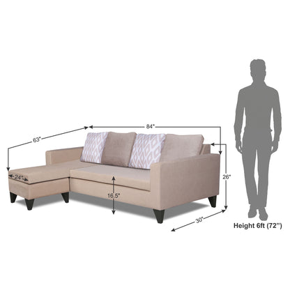 Adorn India Beetle Rhombus L Shape 5 Seater Sofa Set LHS (Beige) (3 Year Warranty)