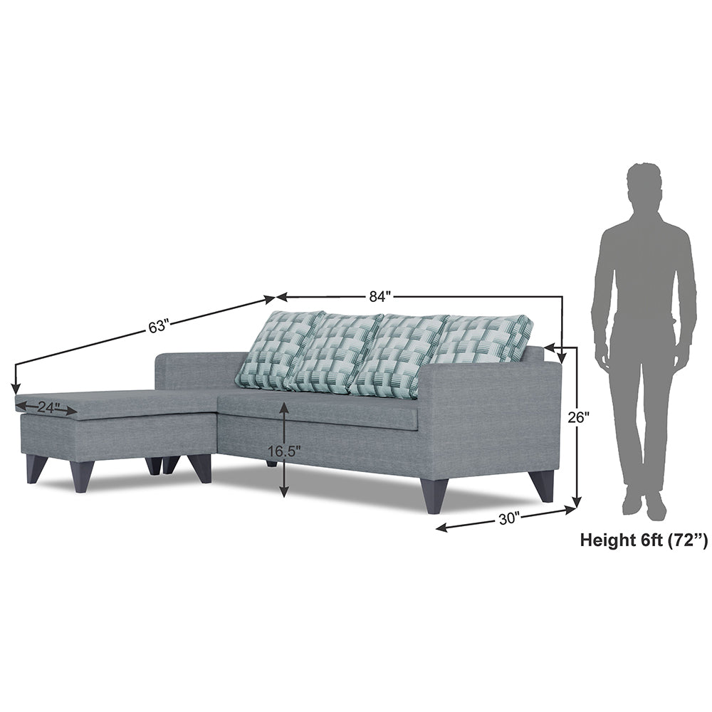 Adorn India Calloway Bricks L Shape 5 Seater Sofa Set (Left Hand Side) (Grey)