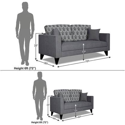 Adorn India Parker Leaf 3+2 5 Seater Sofa Set (Grey) Martin Plus (3 Year Warranty)