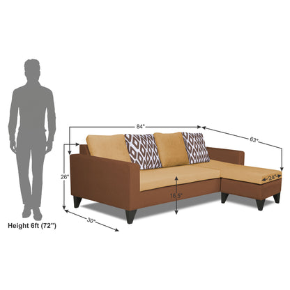 Adorn India Beetle Rhombus L Shape 5 Seater Sofa Set RHS (Brown & Beige) (3 Year Warranty)