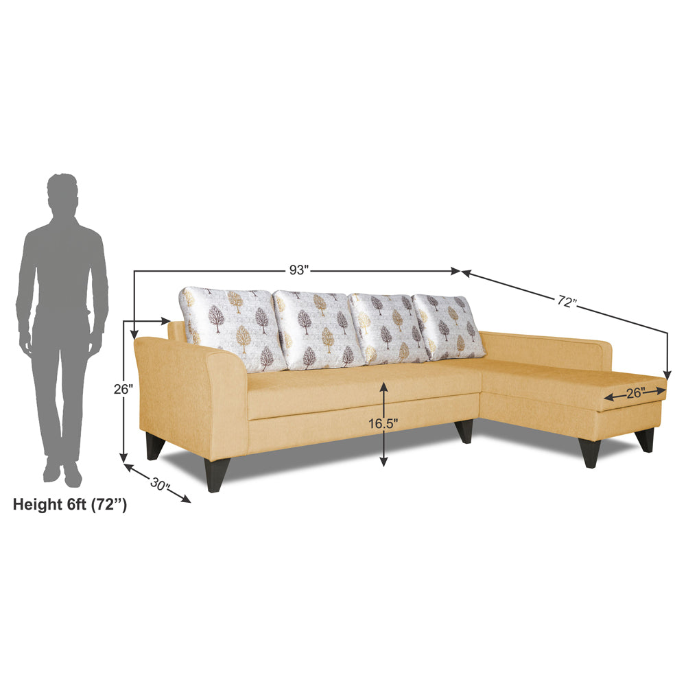 Adorn India Maddox L Shape 6 Seater Sofa Set Digital Print Right Hand Side (Beige) (3 Year Warranty)