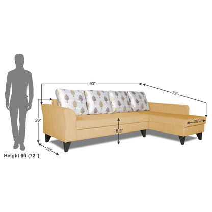 Adorn India Maddox L Shape 6 Seater Sofa Set Digital Print Right Hand Side (Beige) (3 Year Warranty)