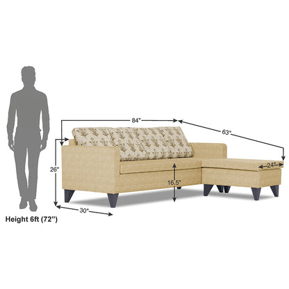 Adorn India Bruce Leaf L Shape 5 Seater Sofa Set RHS (Beige) (3 Year Warranty)