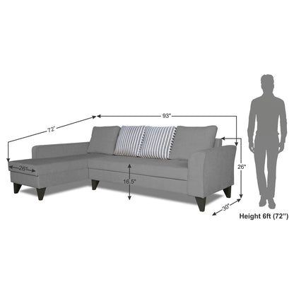 Adorn India Maddox Stripes L Shape 6 Seater Sofa Set LHS (Grey) (3 Year Warranty)